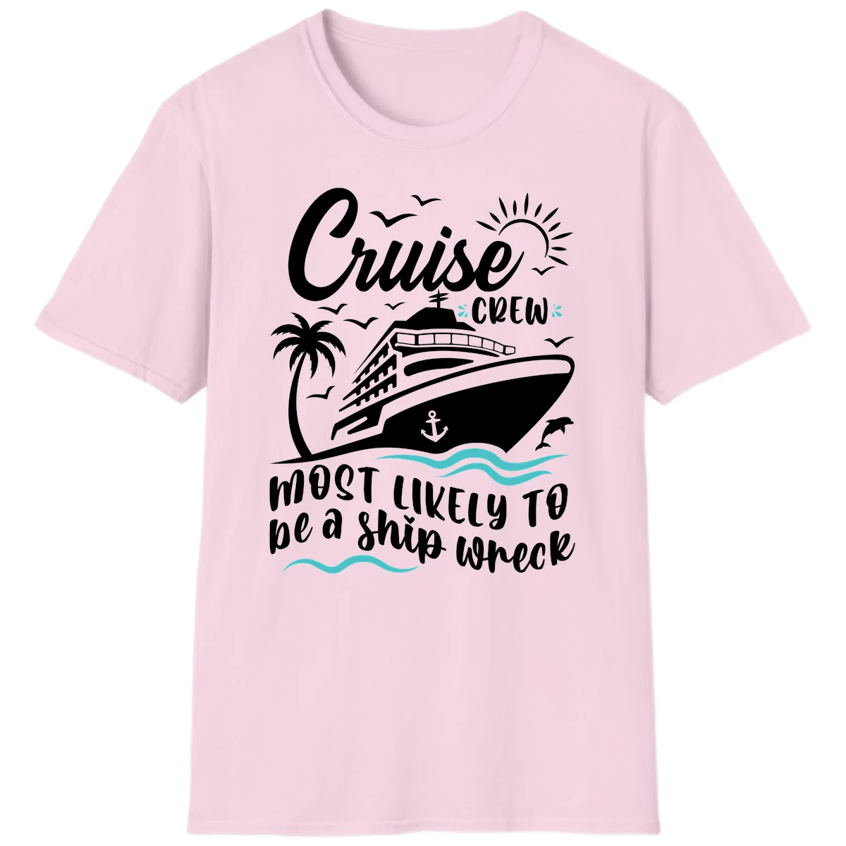 Cruise Crew Ship Wreck T-Shirt in Light Pink