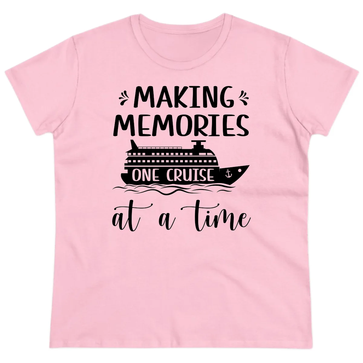 Making Memories One Cruise At A Time Ladies Tee in Light Pink