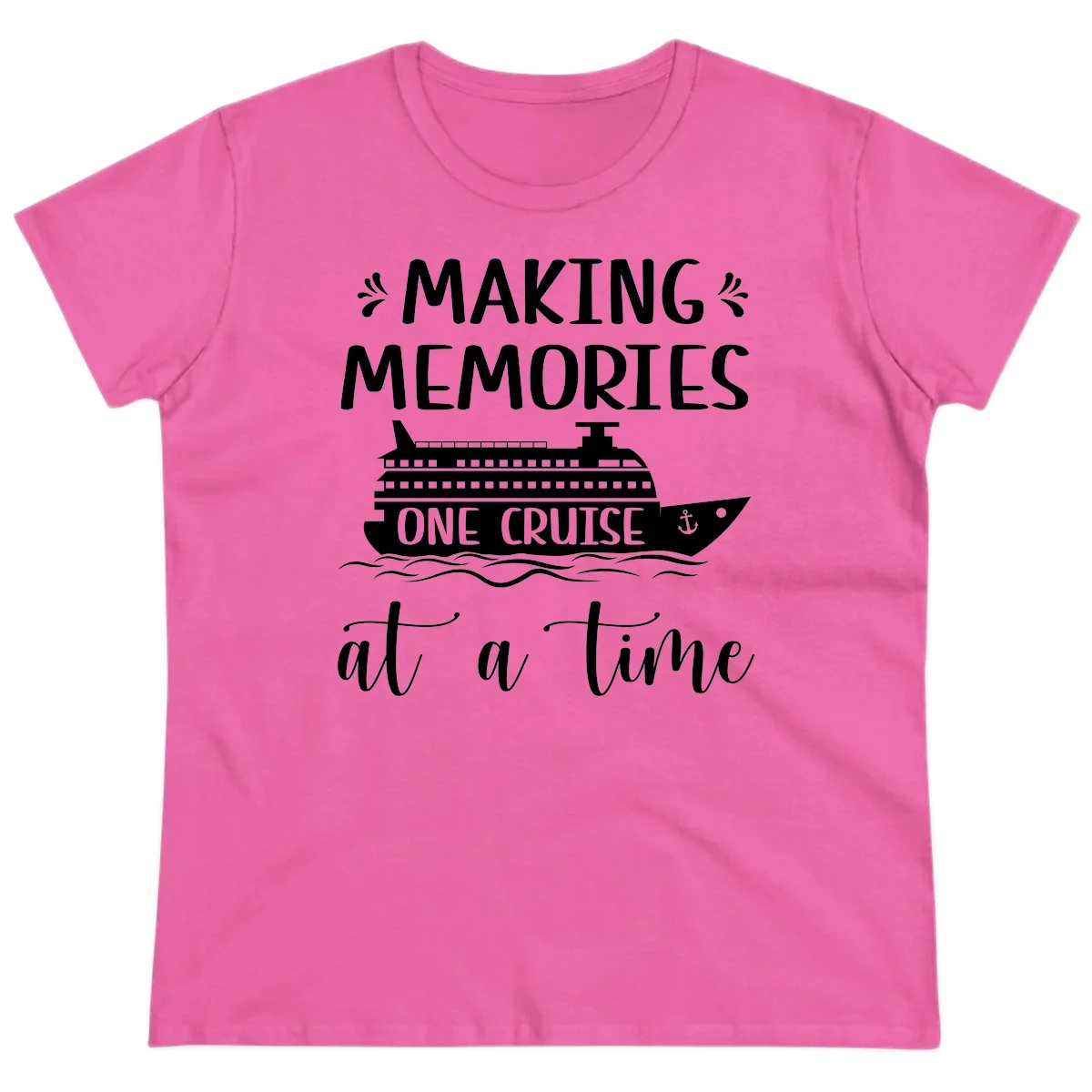 Making Memories One Cruise At A Time Ladies Tee in Azalea