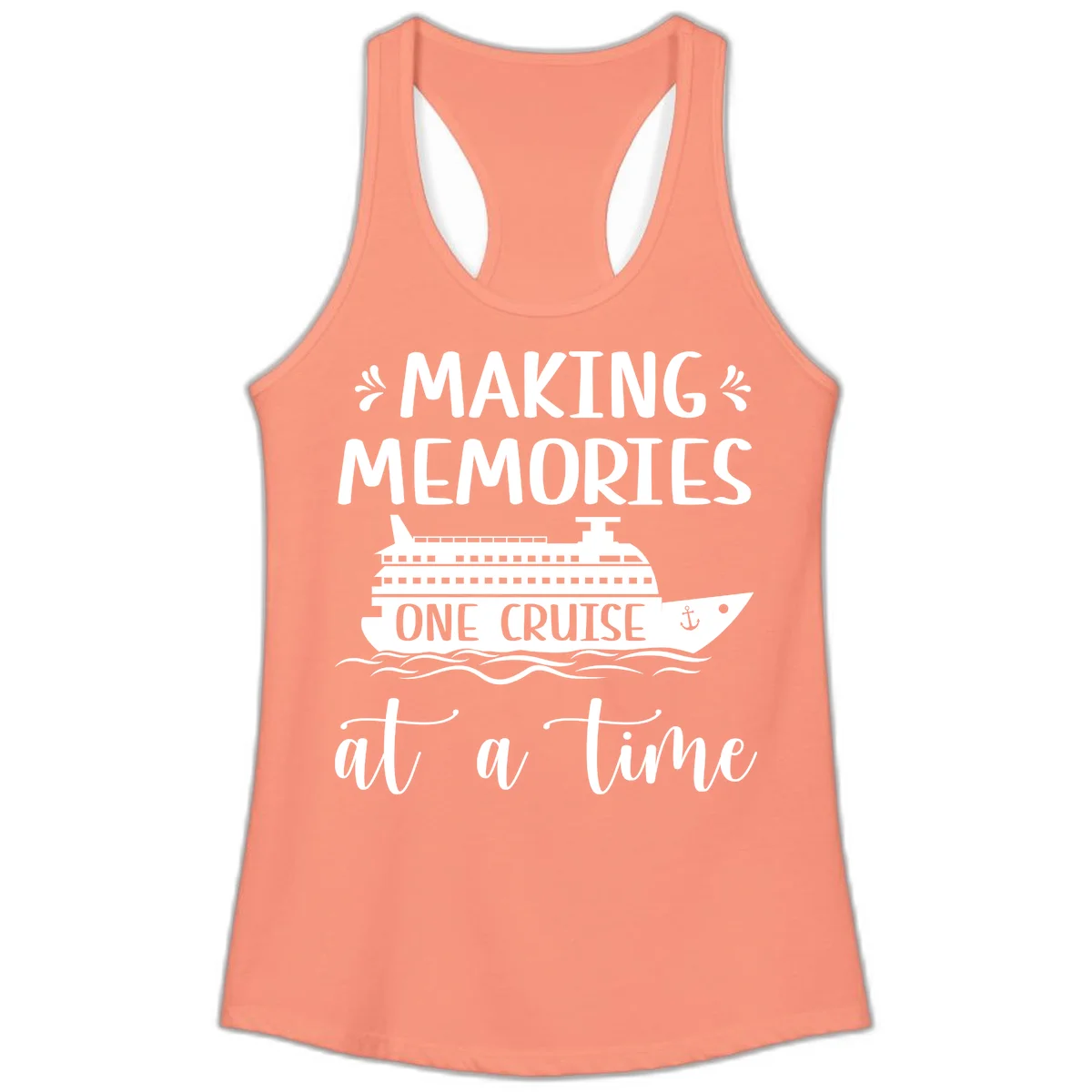 Making Memories One Cruise At A Time Ladies Tank in Solid Light Orange