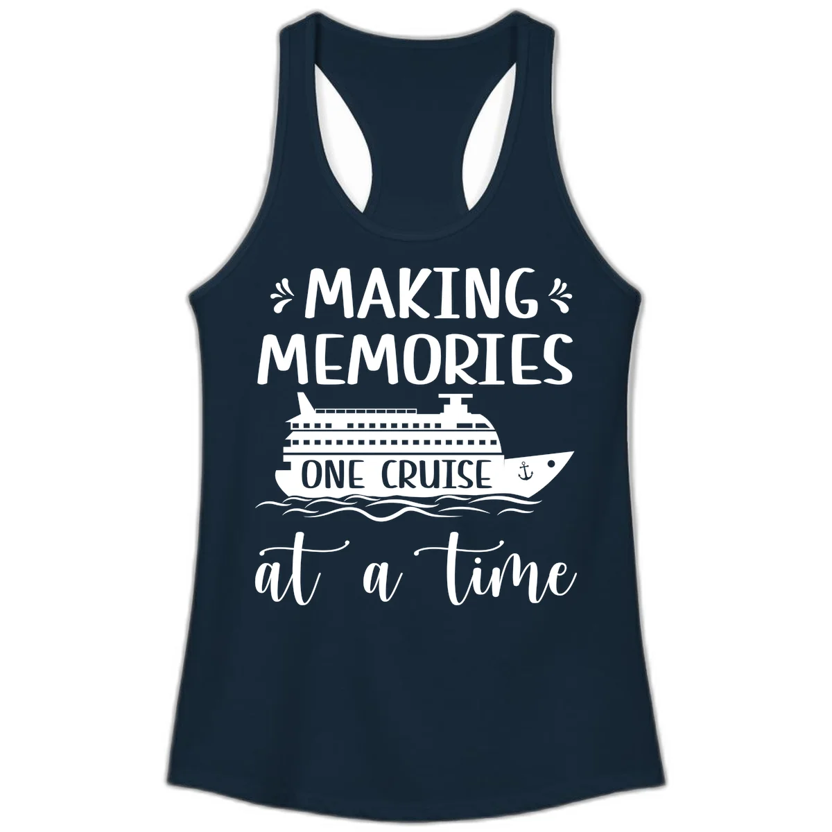 Making Memories One Cruise At A Time Ladies Tank in Solid Midnight Navy