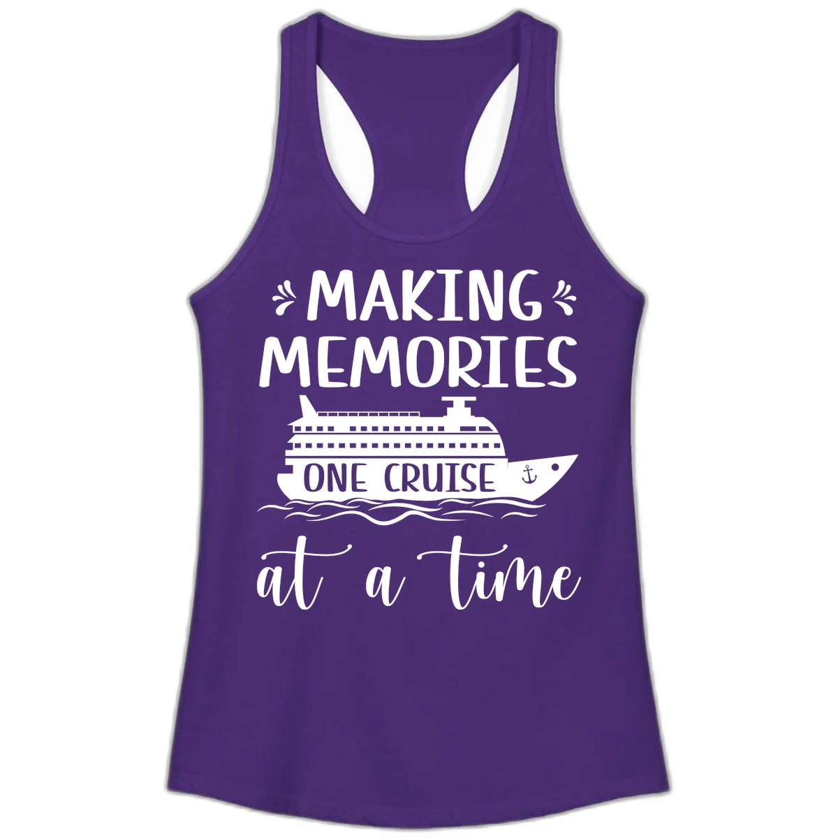 Making Memories One Cruise At A Time Ladies Tank in Solid Purple Rush