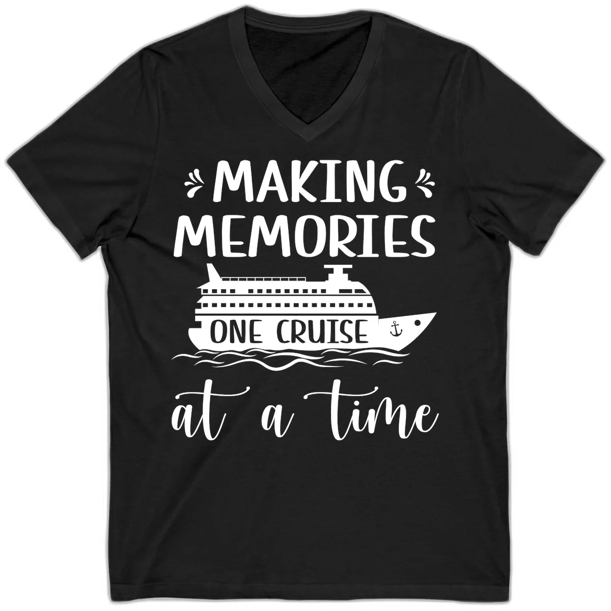Making Memories One Cruise At A Time V-Neck in Black