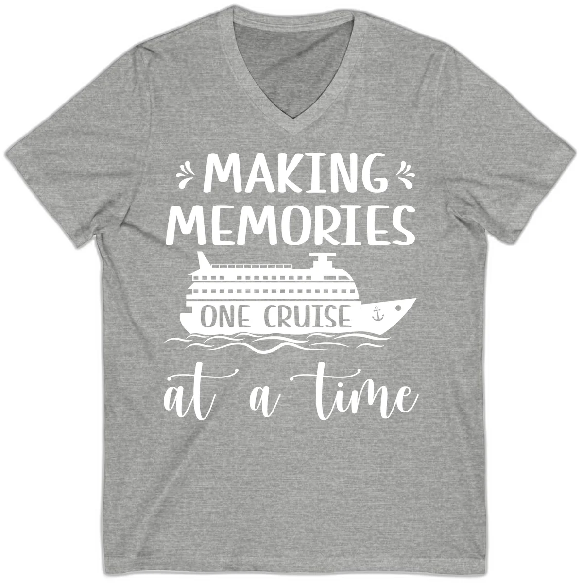 Making Memories One Cruise At A Time V-Neck in Athletic Heather