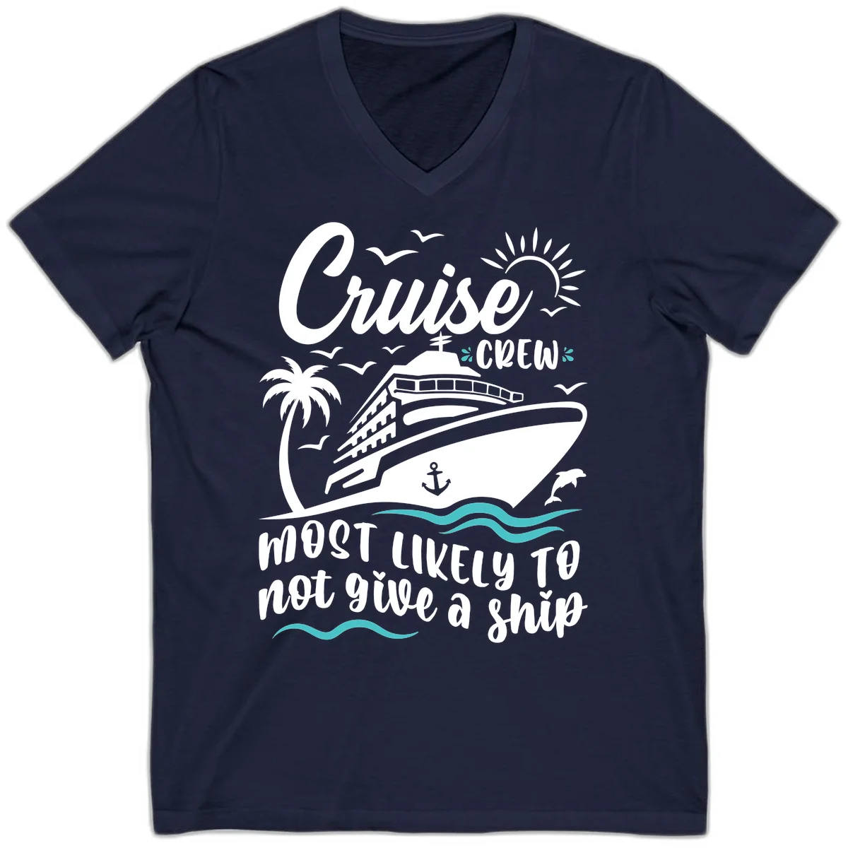 Cruise Crew Most Likely Not Give A Ship V-Neck in Navy