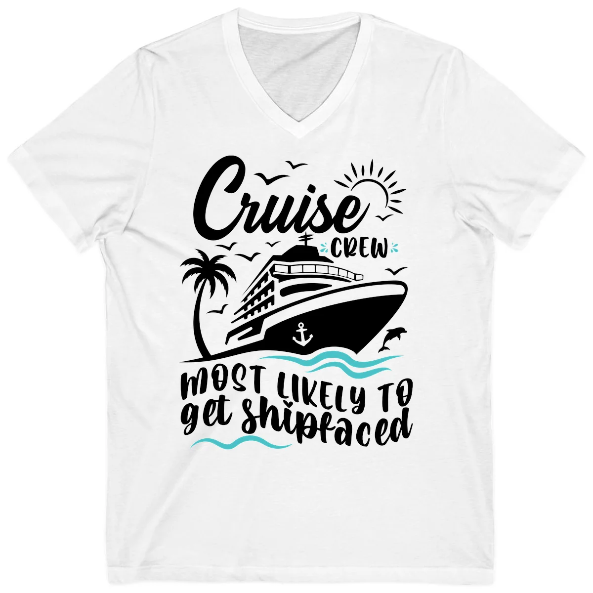 Cruise Crew Most Likely To Get Shipfaced V-Neck in White