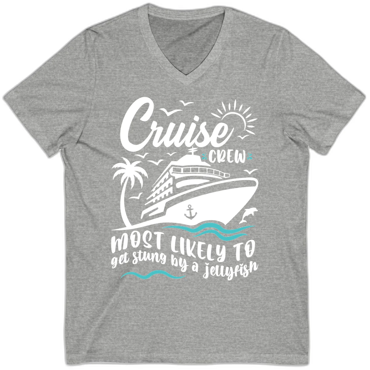 Cruise Crew Jellyfish Sting V-Neck in Athletic Heather