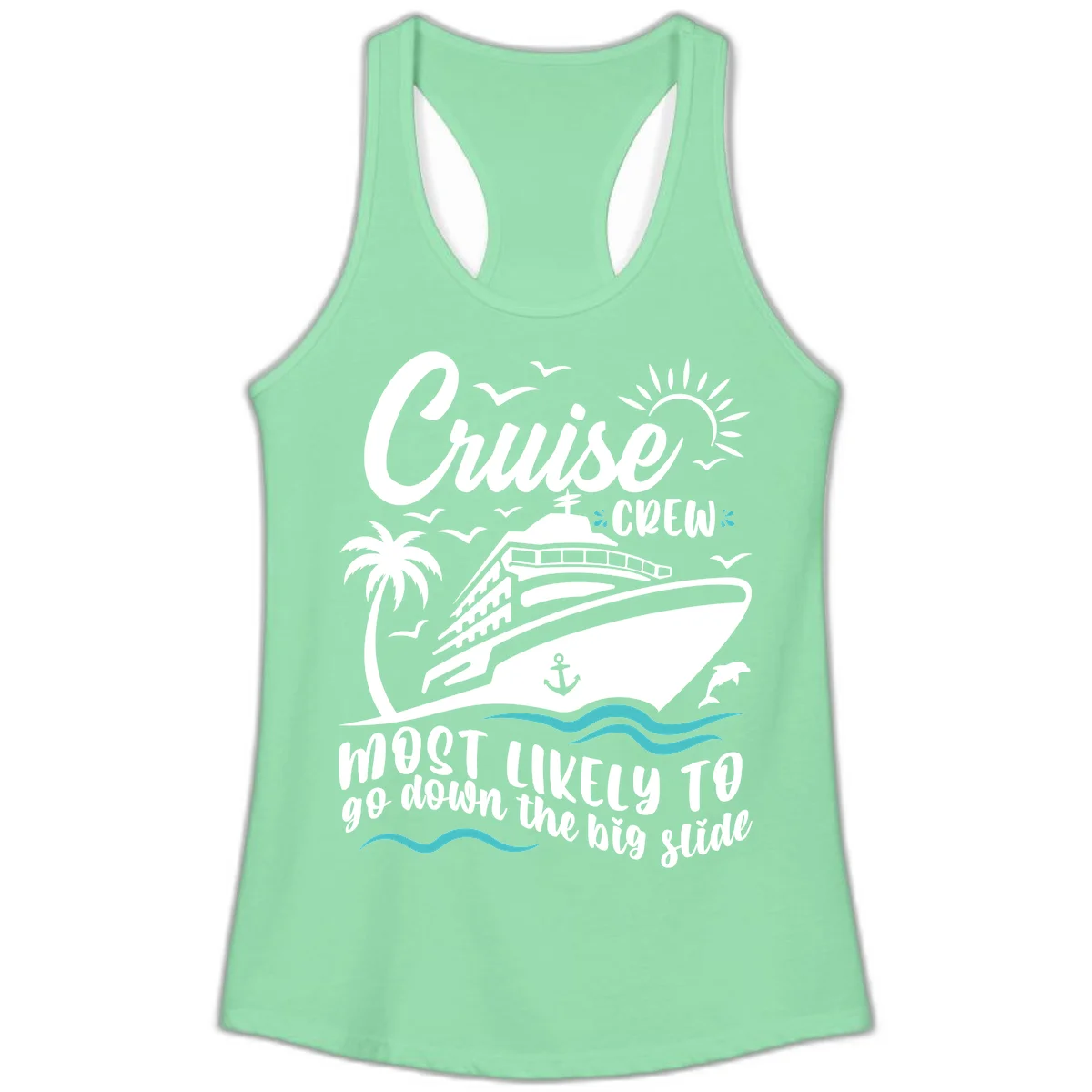 Cruise Crew Most Likely Big Slide Ladies Tank in Solid Mint
