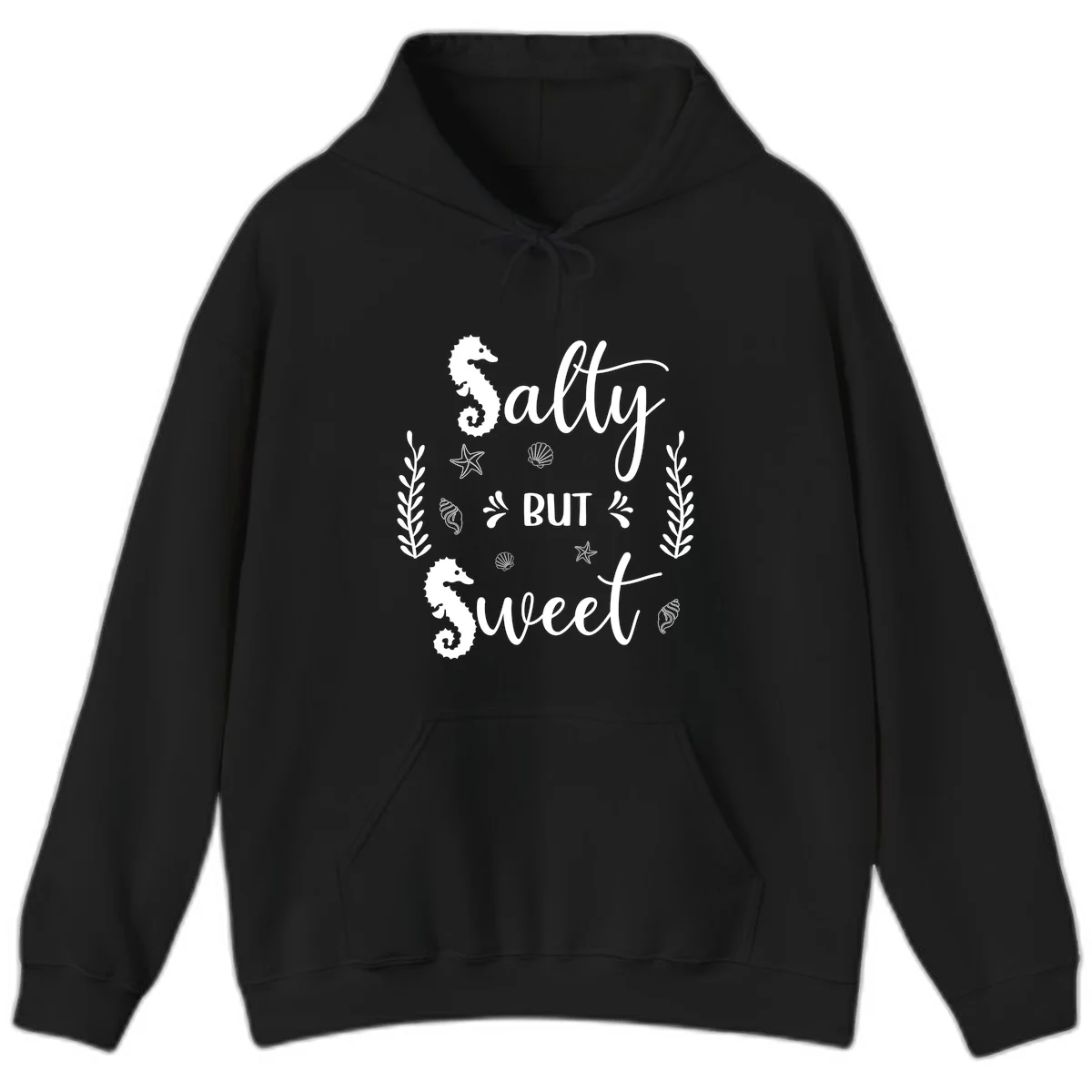 Salty But Sweet Nautical Design Hoodie in Black