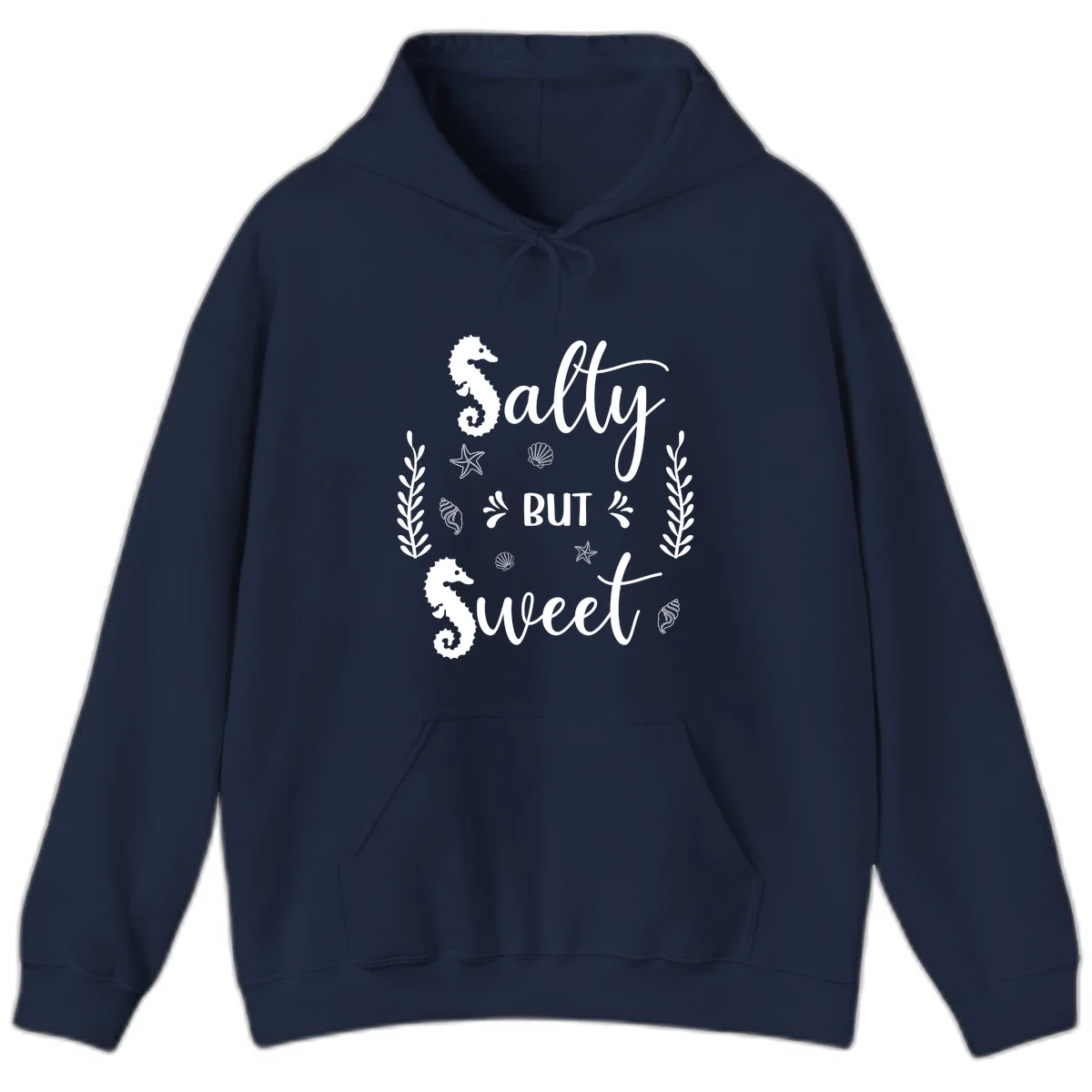 Salty But Sweet Nautical Design Hoodie in Navy