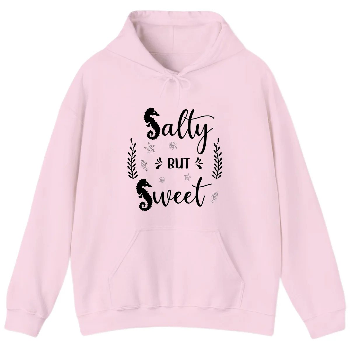 Salty But Sweet Nautical Design Hoodie in Light Pink