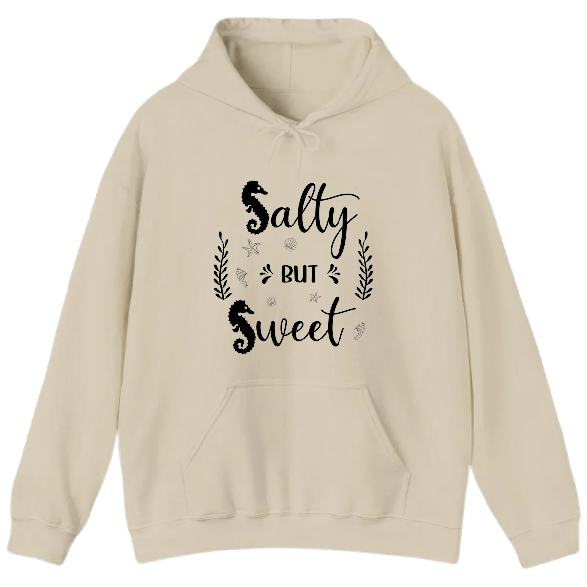 Salty But Sweet Nautical Design Hoodie in Sand