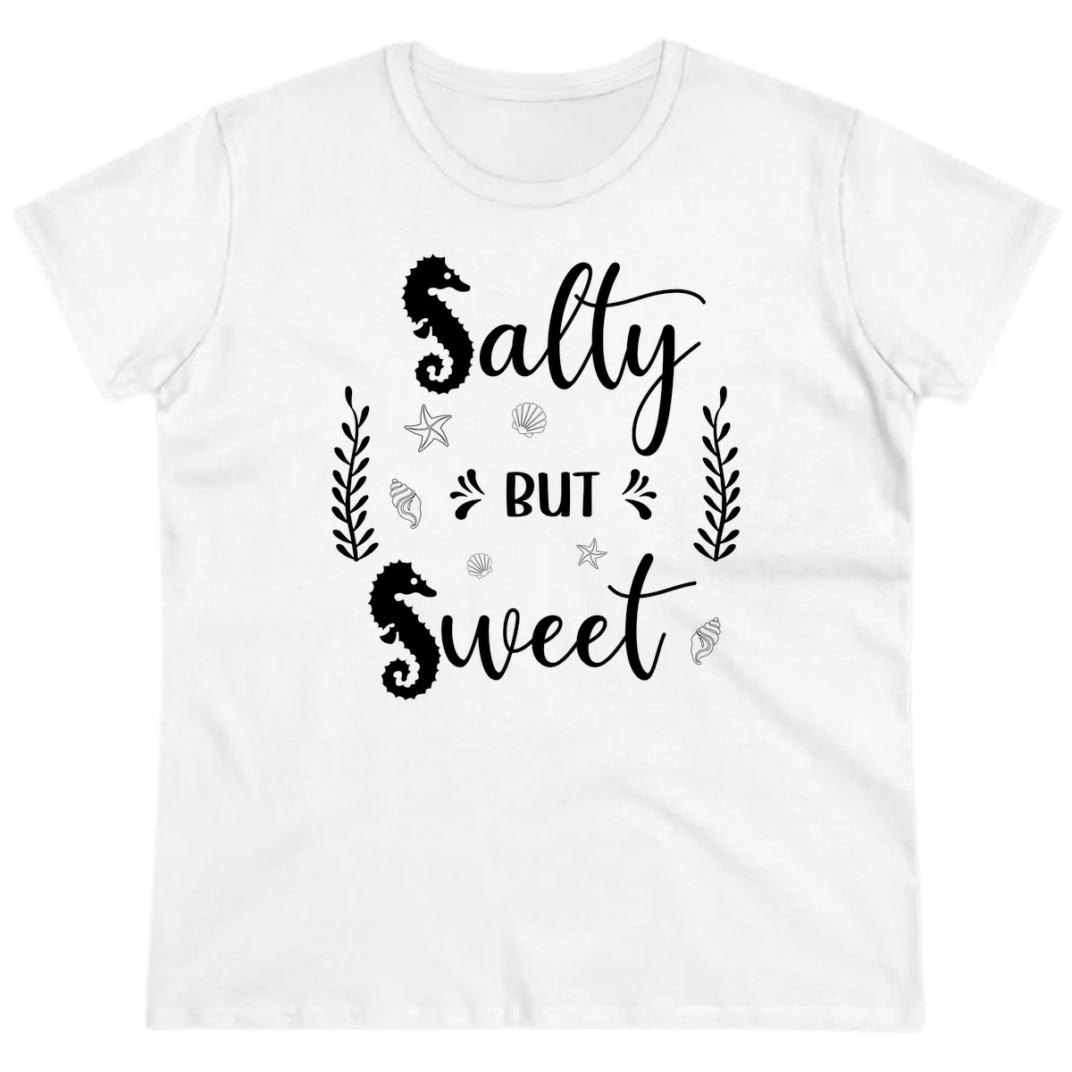 Salty But Sweet Nautical Design Ladies Tee in White