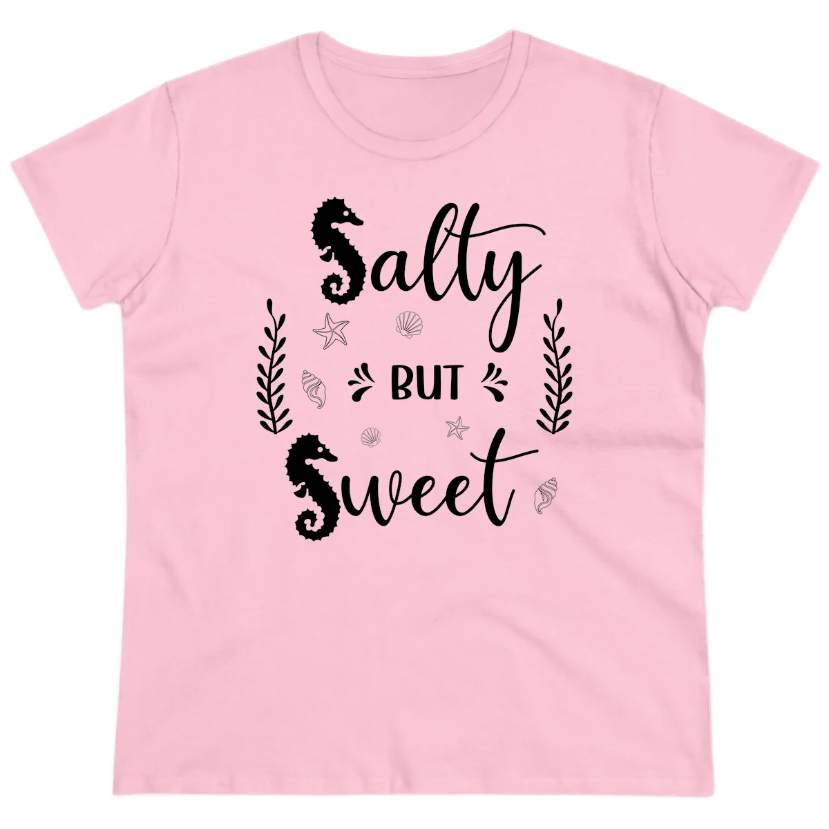 Salty But Sweet Nautical Design Ladies Tee in Light Pink