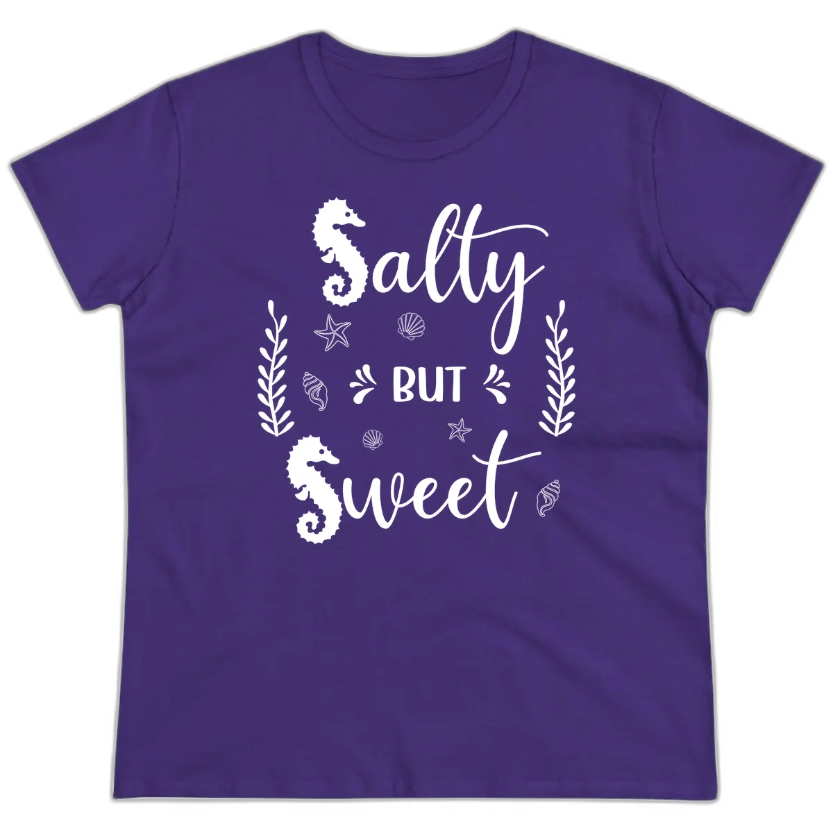 Salty But Sweet Nautical Design Ladies Tee in Purple