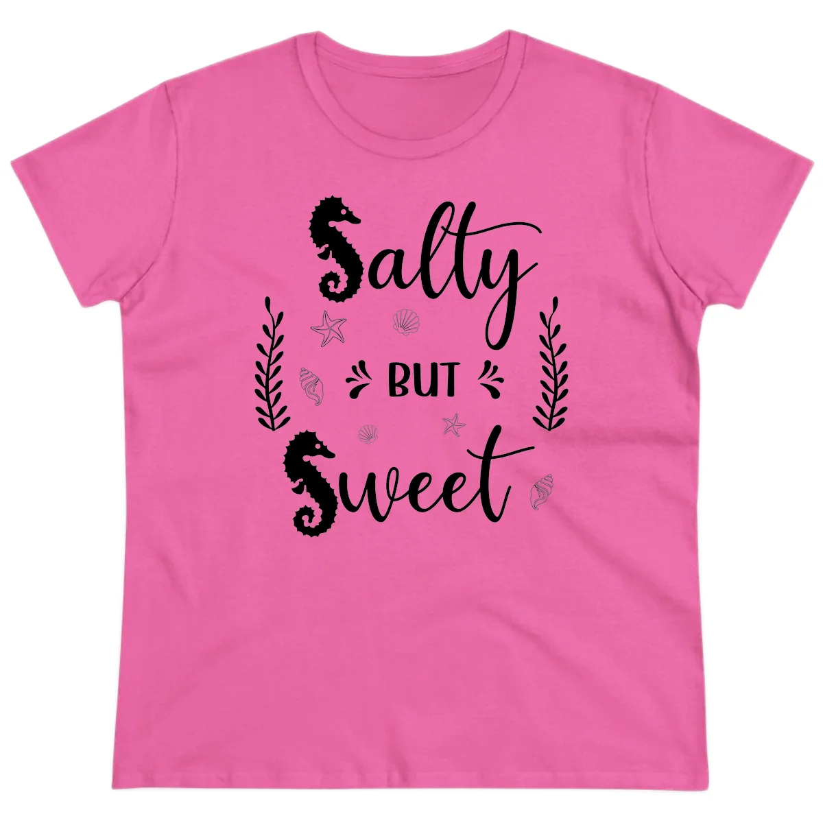 Salty But Sweet Nautical Design Ladies Tee in Azalea