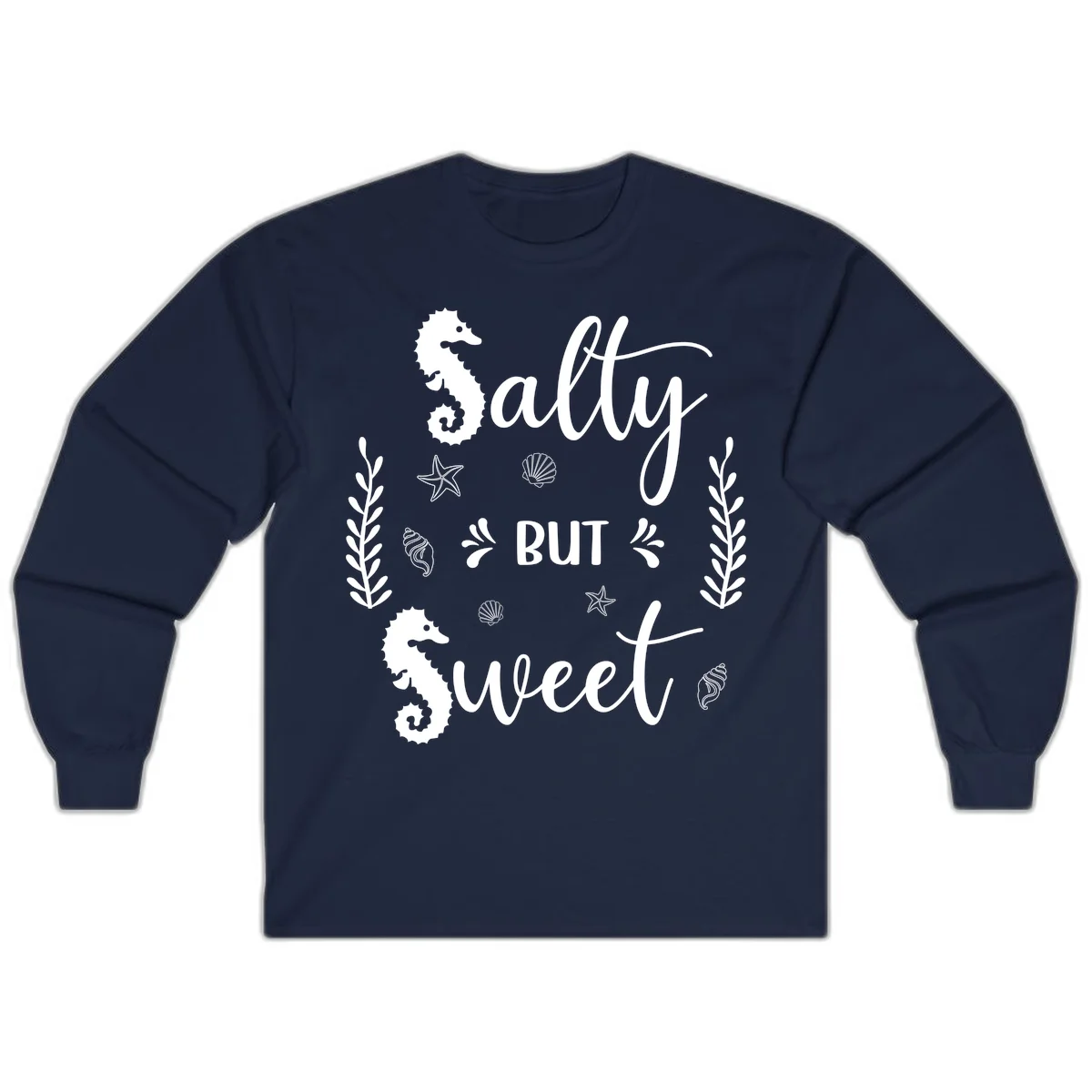 Salty But Sweet Nautical Design Long Sleeve in Navy