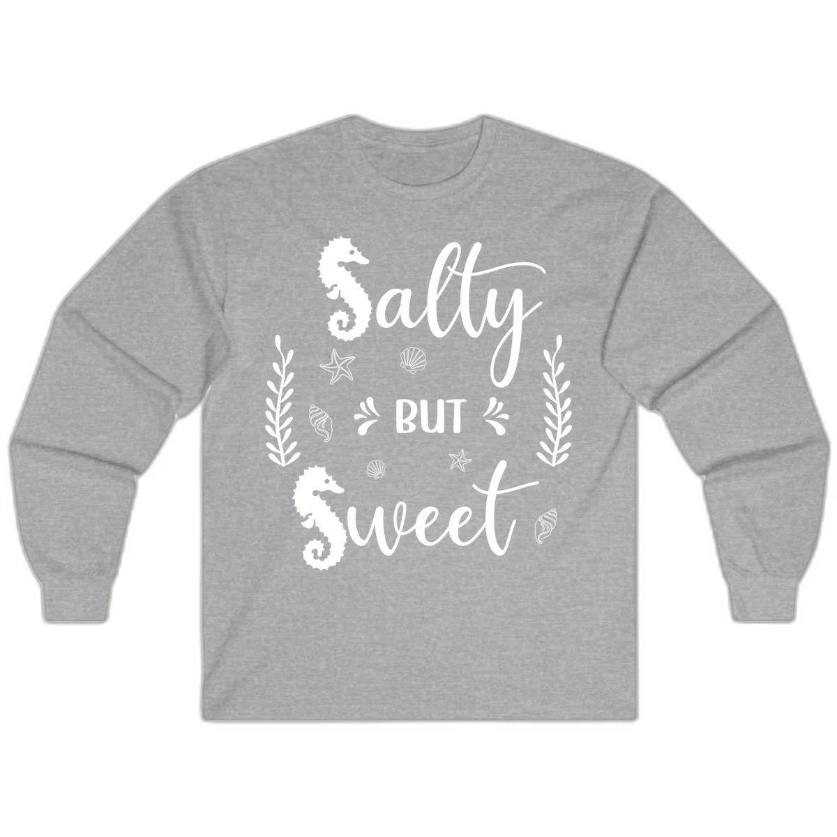 Salty But Sweet Nautical Design Long Sleeve in Sport Grey