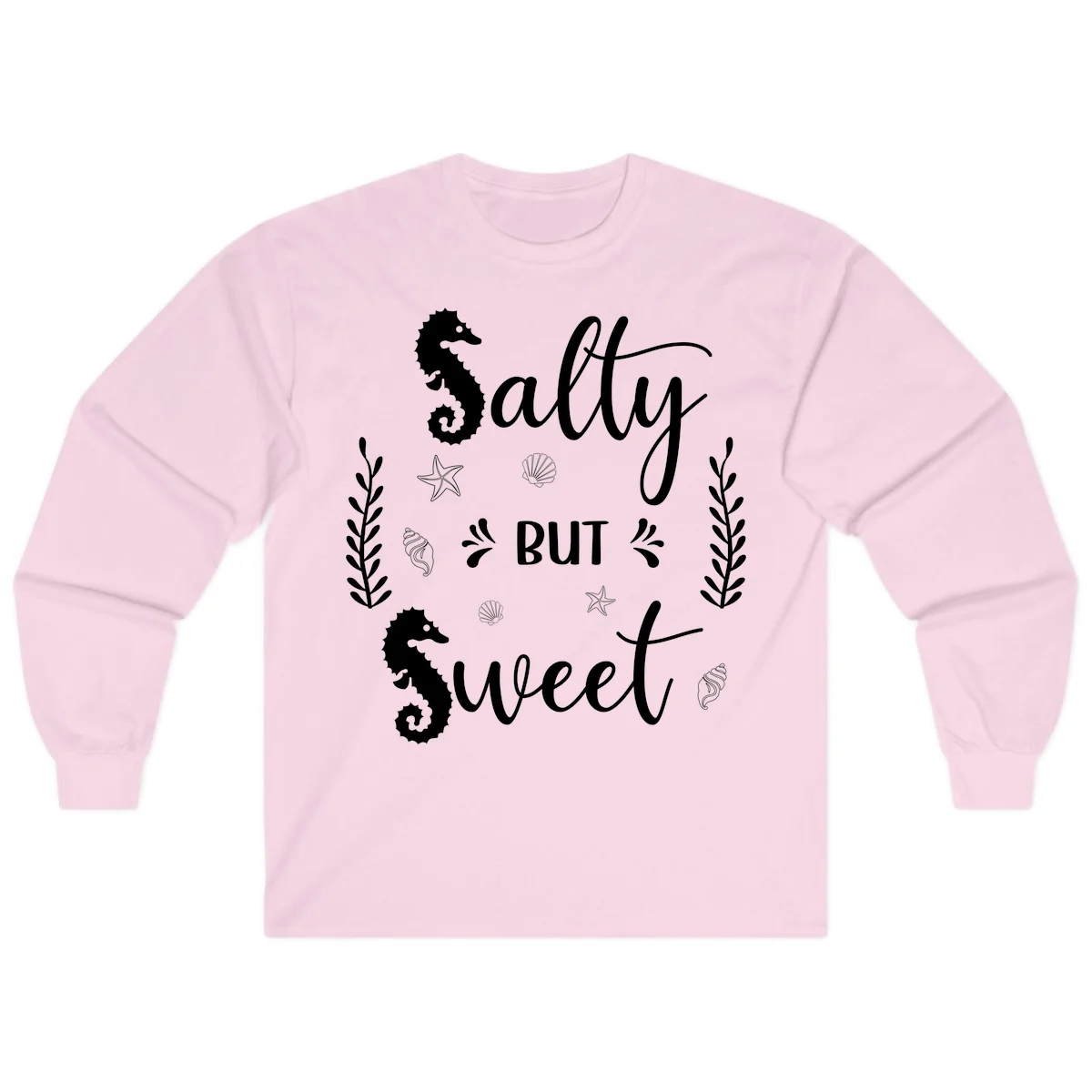 Salty But Sweet Nautical Design Long Sleeve in Light Pink