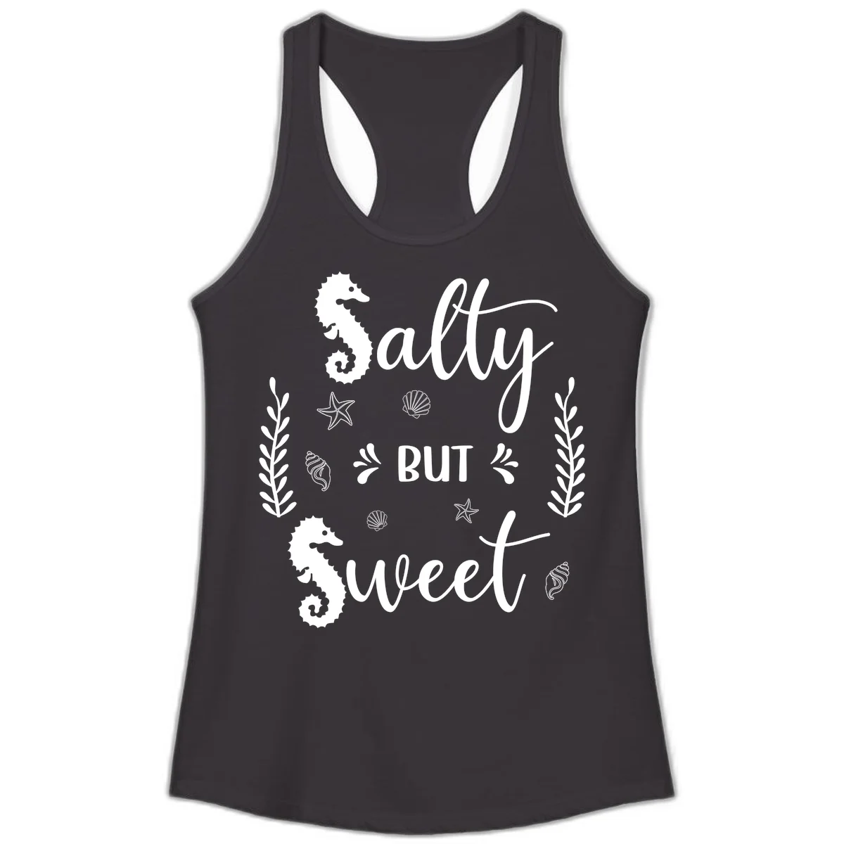 Salty But Sweet Nautical Design Ladies Tank in Black