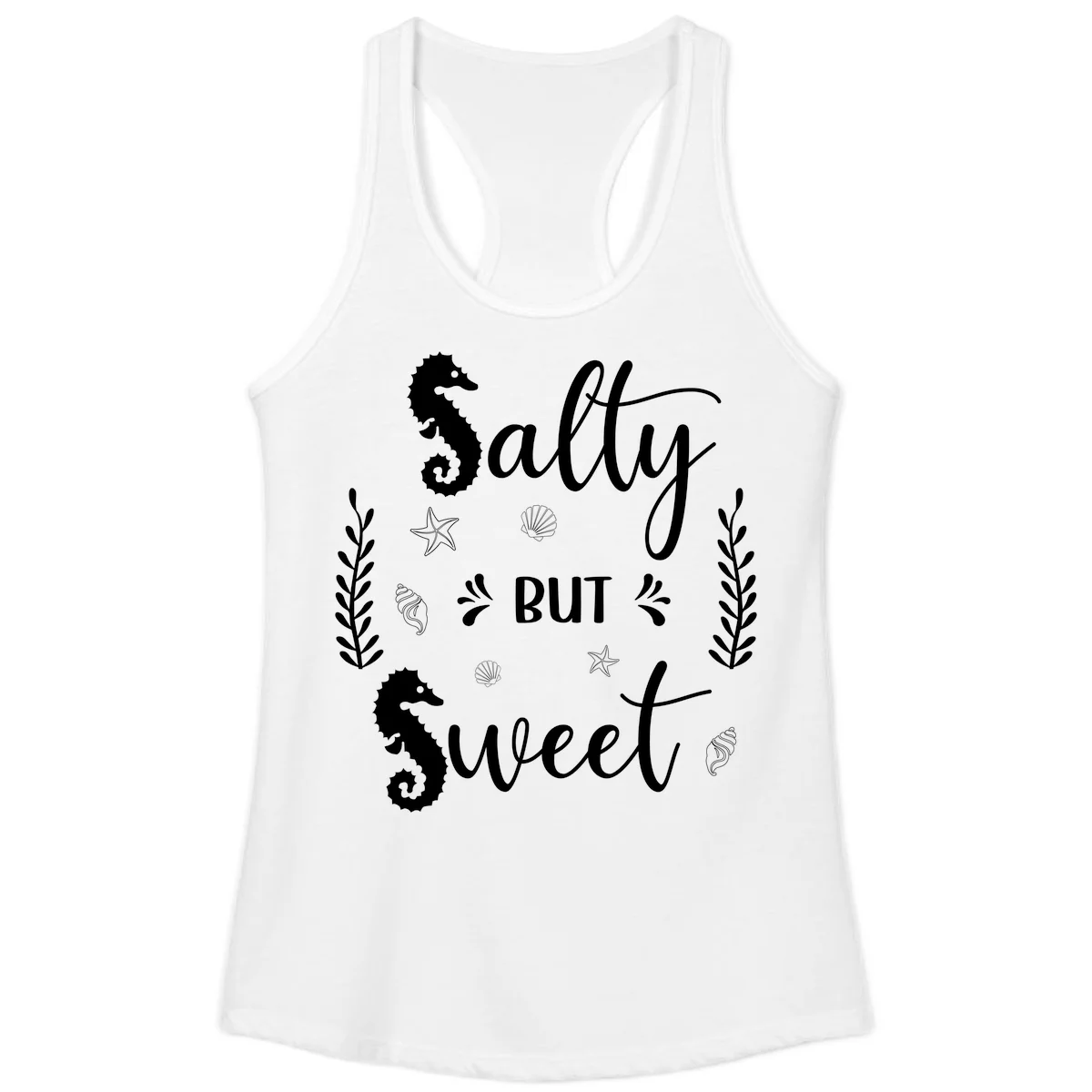 Salty But Sweet Nautical Design Ladies Tank in White