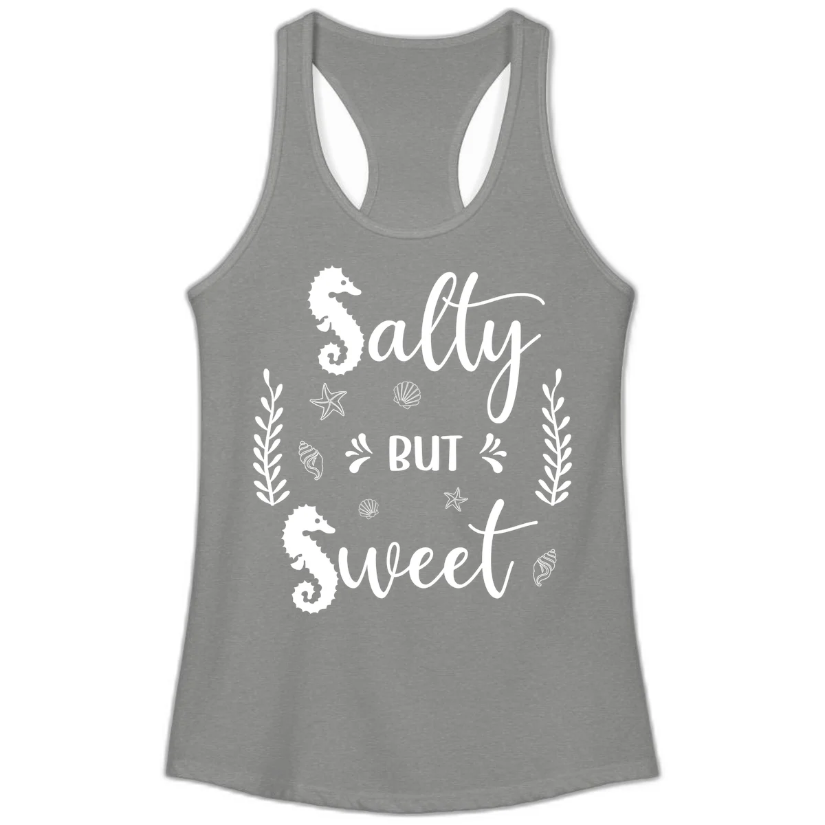Salty But Sweet Nautical Design Ladies Tank in Heather Grey