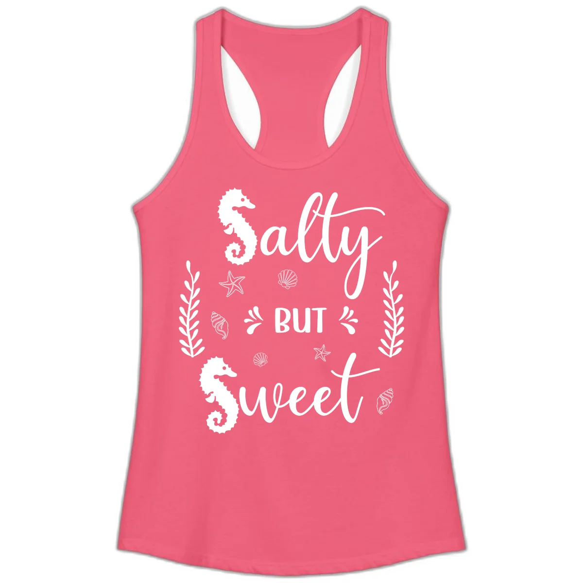 Salty But Sweet Nautical Design Ladies Tank in Hot Pink