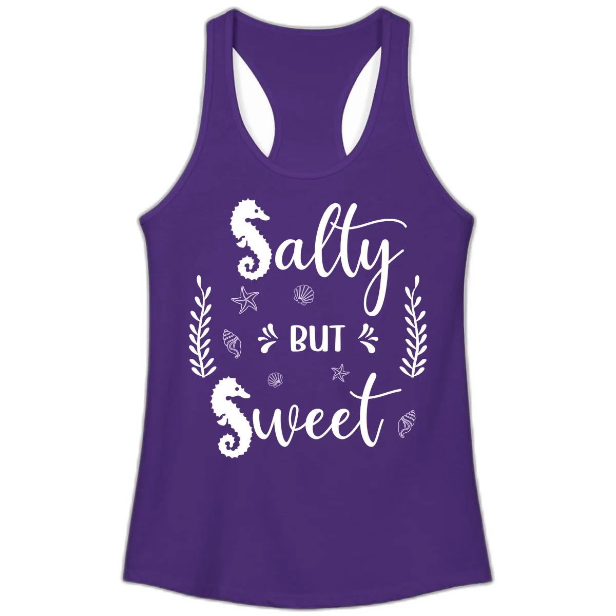 Salty But Sweet Nautical Design Ladies Tank in Solid Purple Rush