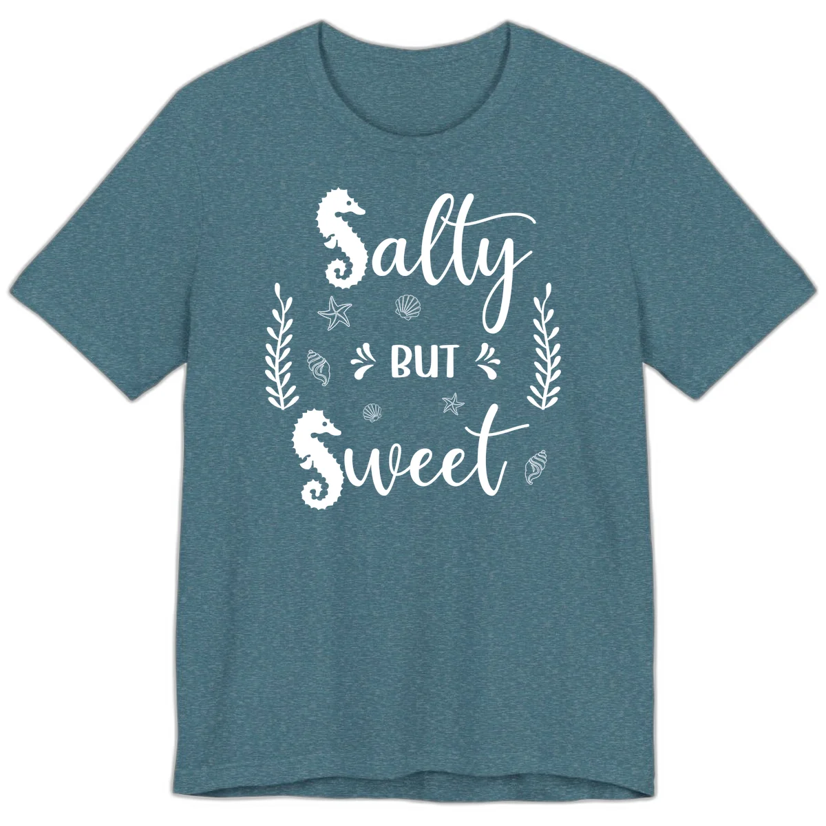Salty But Sweet Nautical Design Premium T-Shirt in Heather Deep Teal