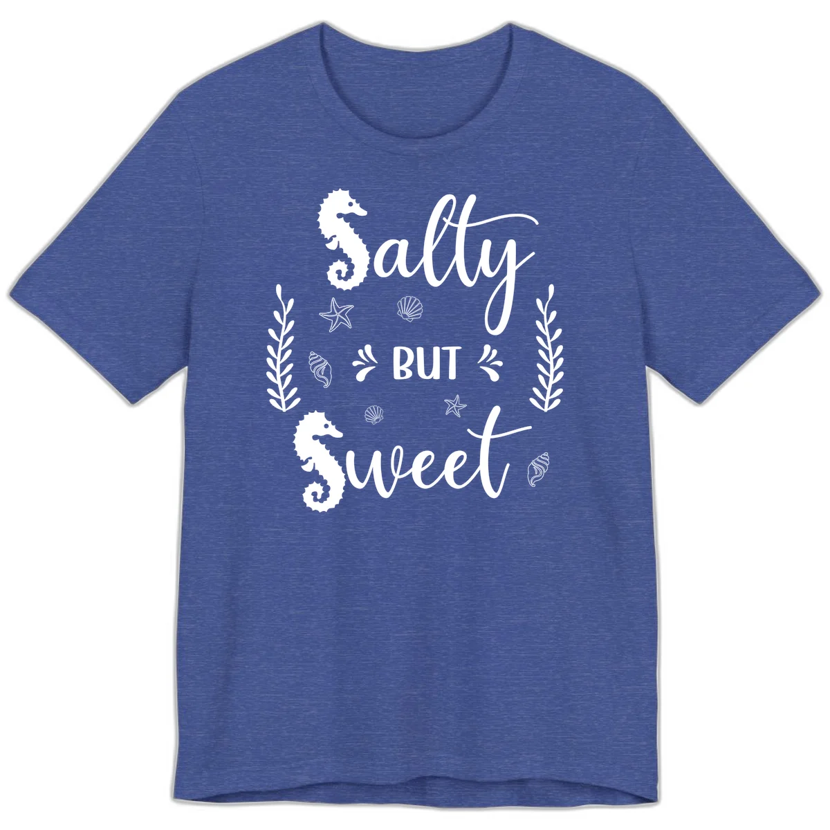 Salty But Sweet Nautical Design Premium T-Shirt in Heather True Royal
