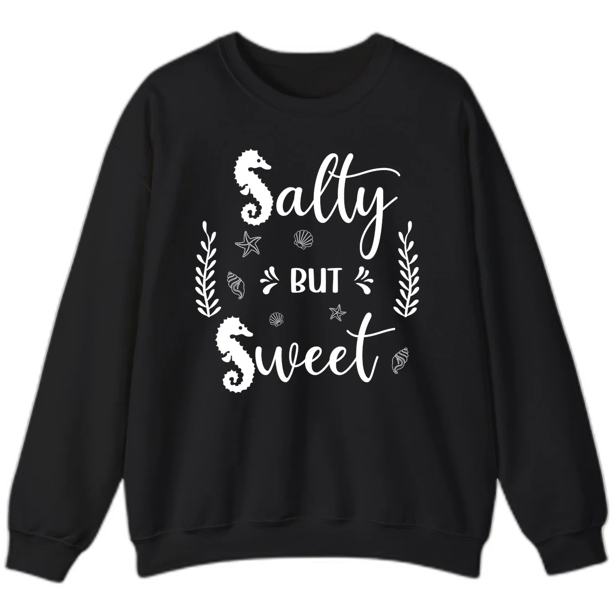 Salty But Sweet Nautical Design Sweatshirt in Black