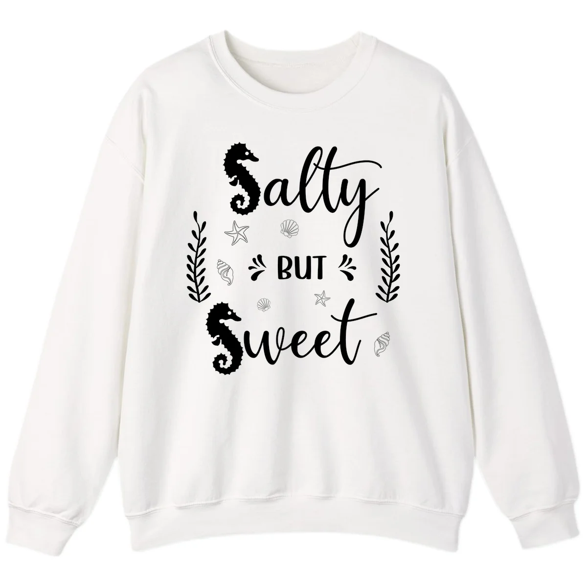 Salty But Sweet Nautical Design Sweatshirt in White