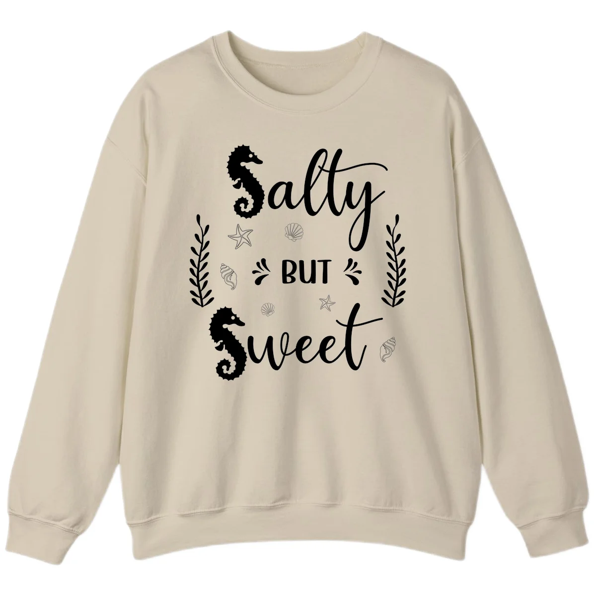 Salty But Sweet Nautical Design Sweatshirt in Sand