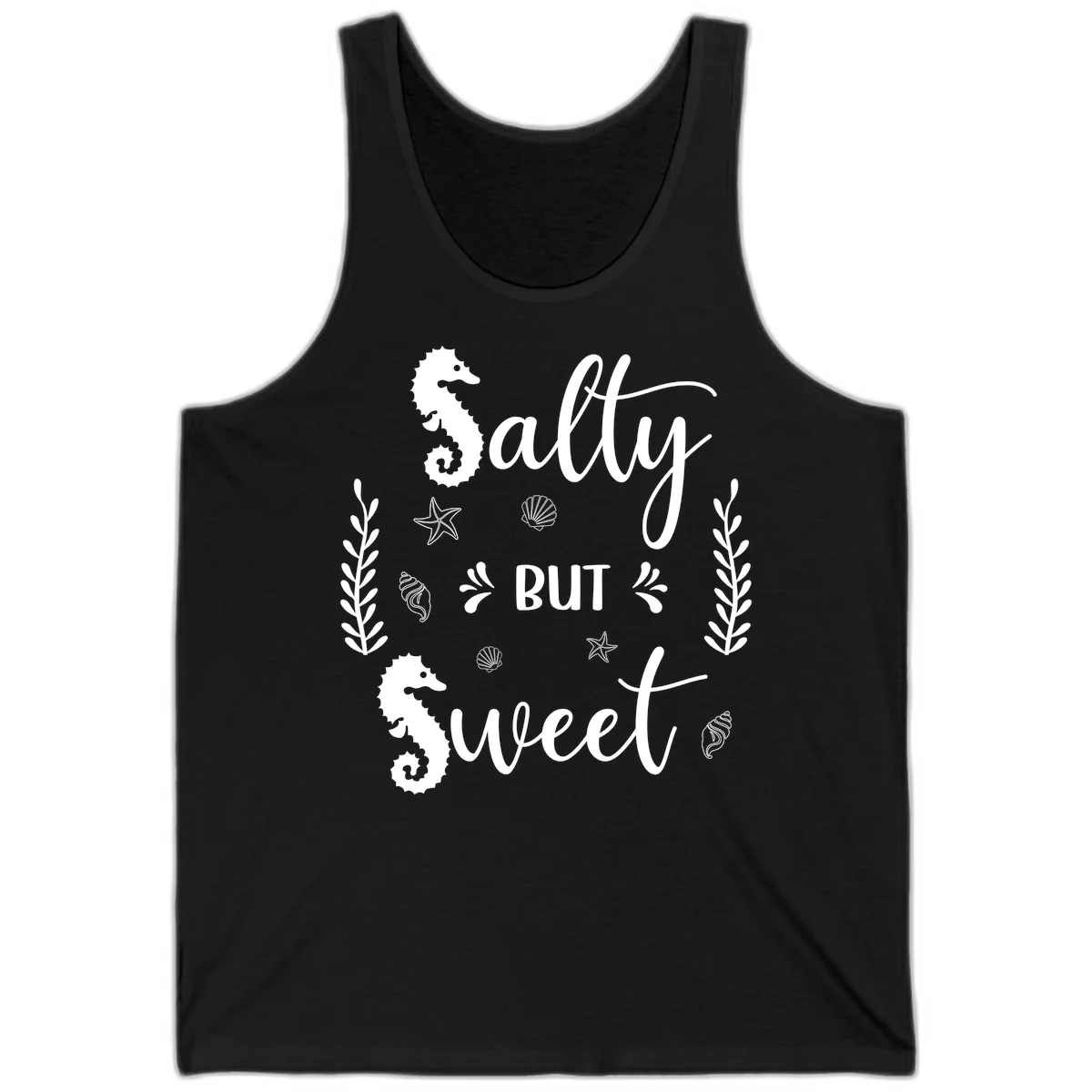 Salty But Sweet Nautical Design Tank in Black