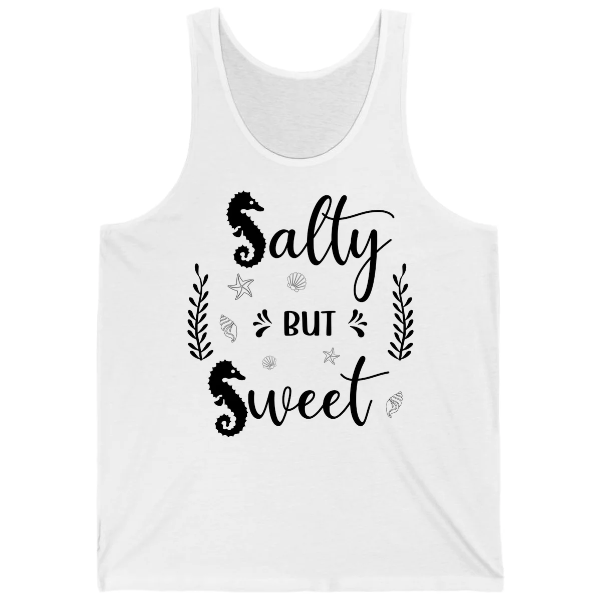 Salty But Sweet Nautical Design Tank in White