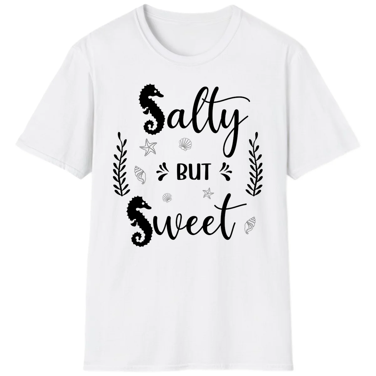 Salty But Sweet Nautical Design T-Shirt in White