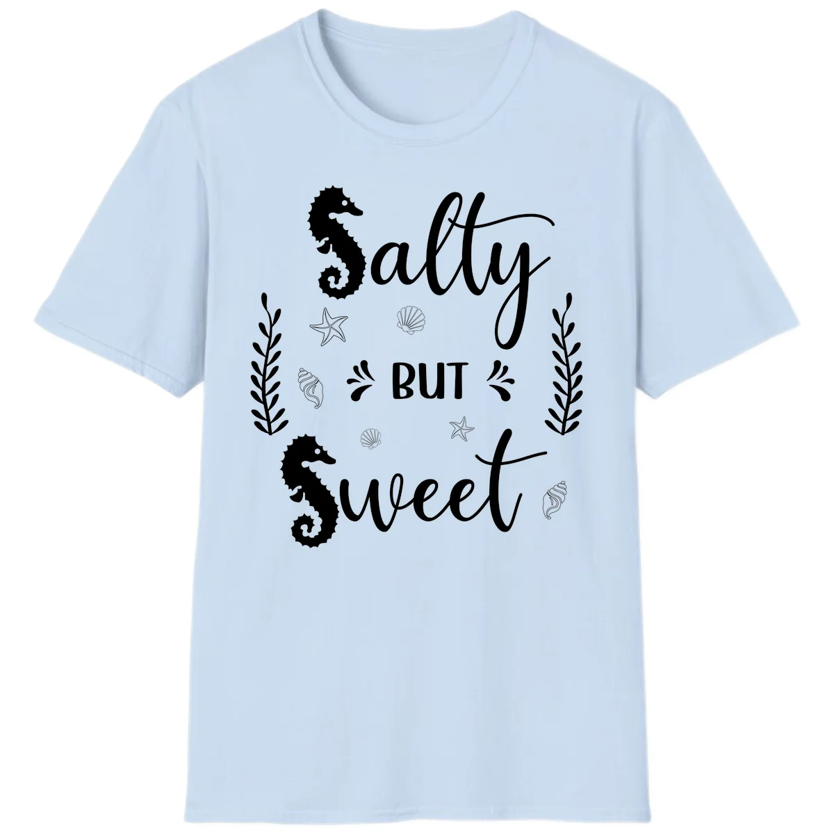 Salty But Sweet Nautical Design T-Shirt in Light Blue