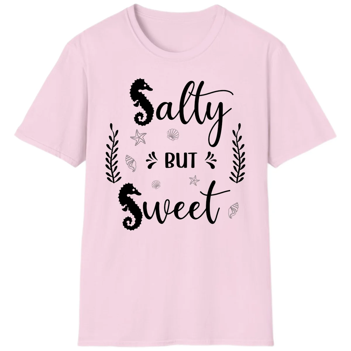 Salty But Sweet Nautical Design T-Shirt in Light Pink