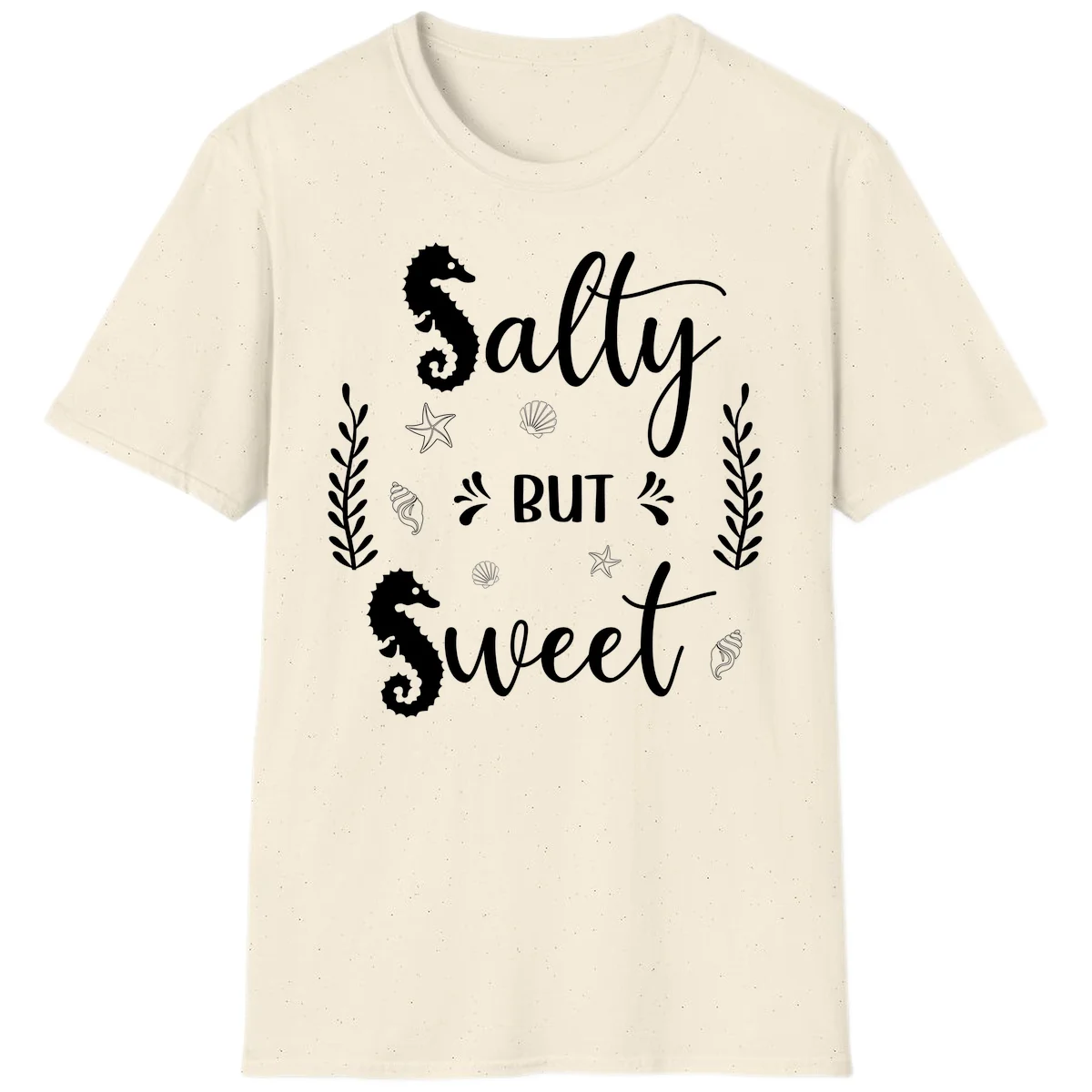 Salty But Sweet Nautical Design T-Shirt in Natural