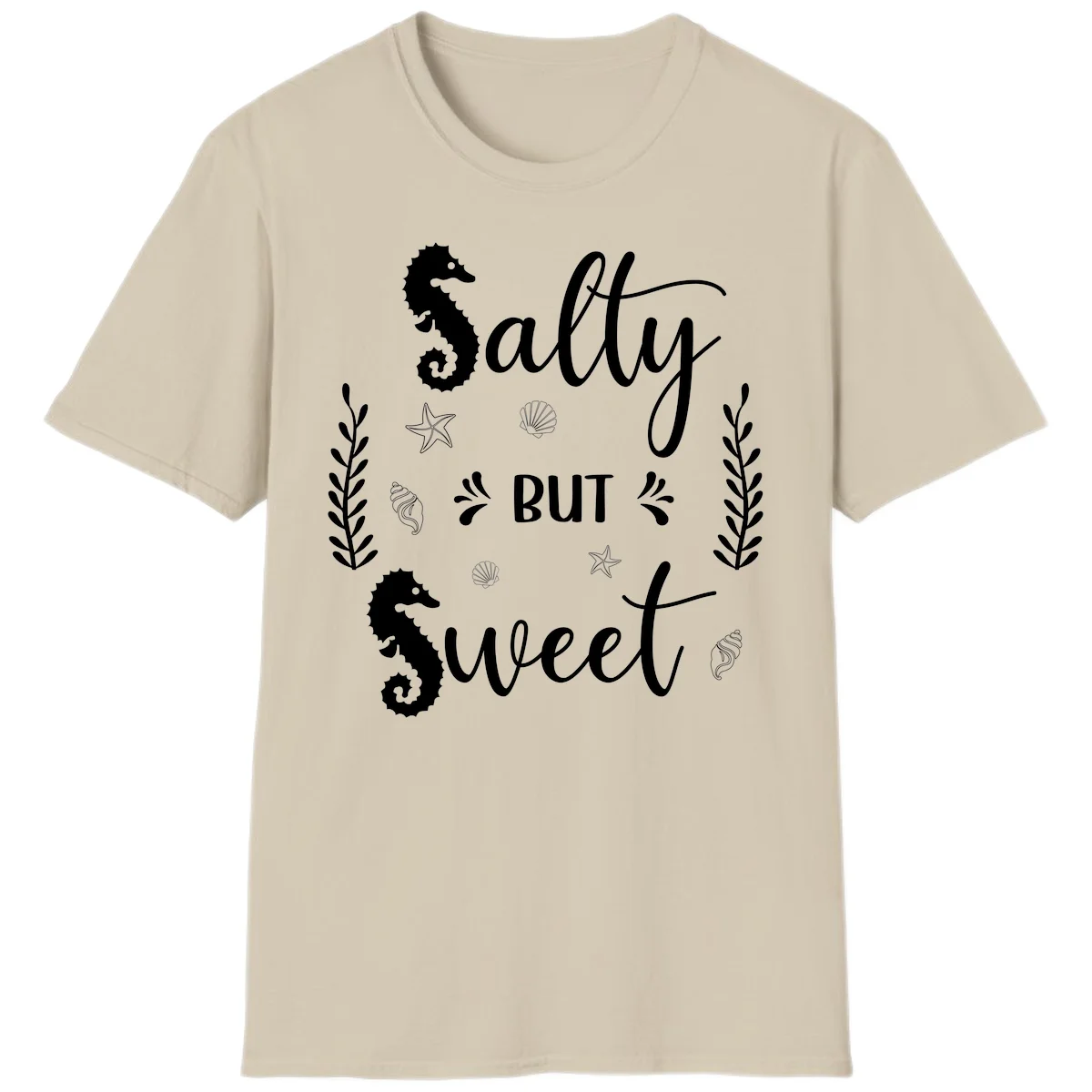 Salty But Sweet Nautical Design T-Shirt in Sand