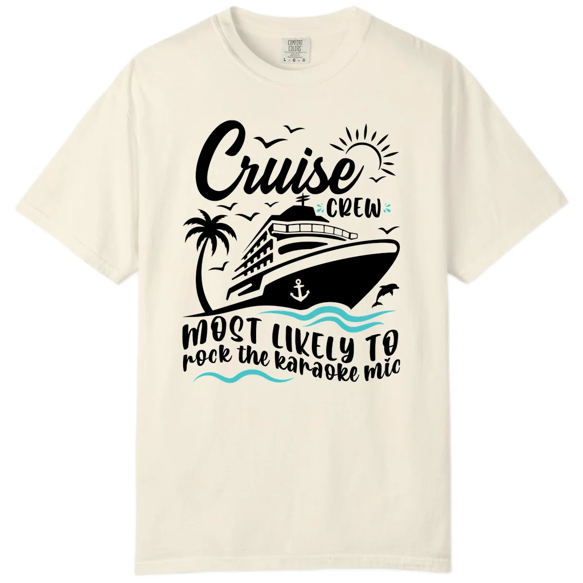 Cruise Crew Karaoke Night Comfort Color T-Shirt in Ivory