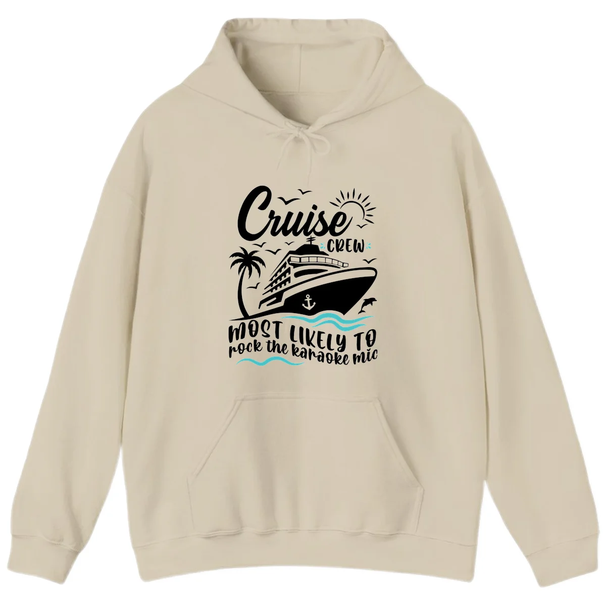 Cruise Crew Karaoke Night Hoodie in Sand