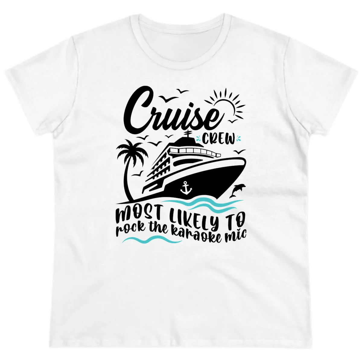 Cruise Crew Karaoke Night Ladies Tee in White