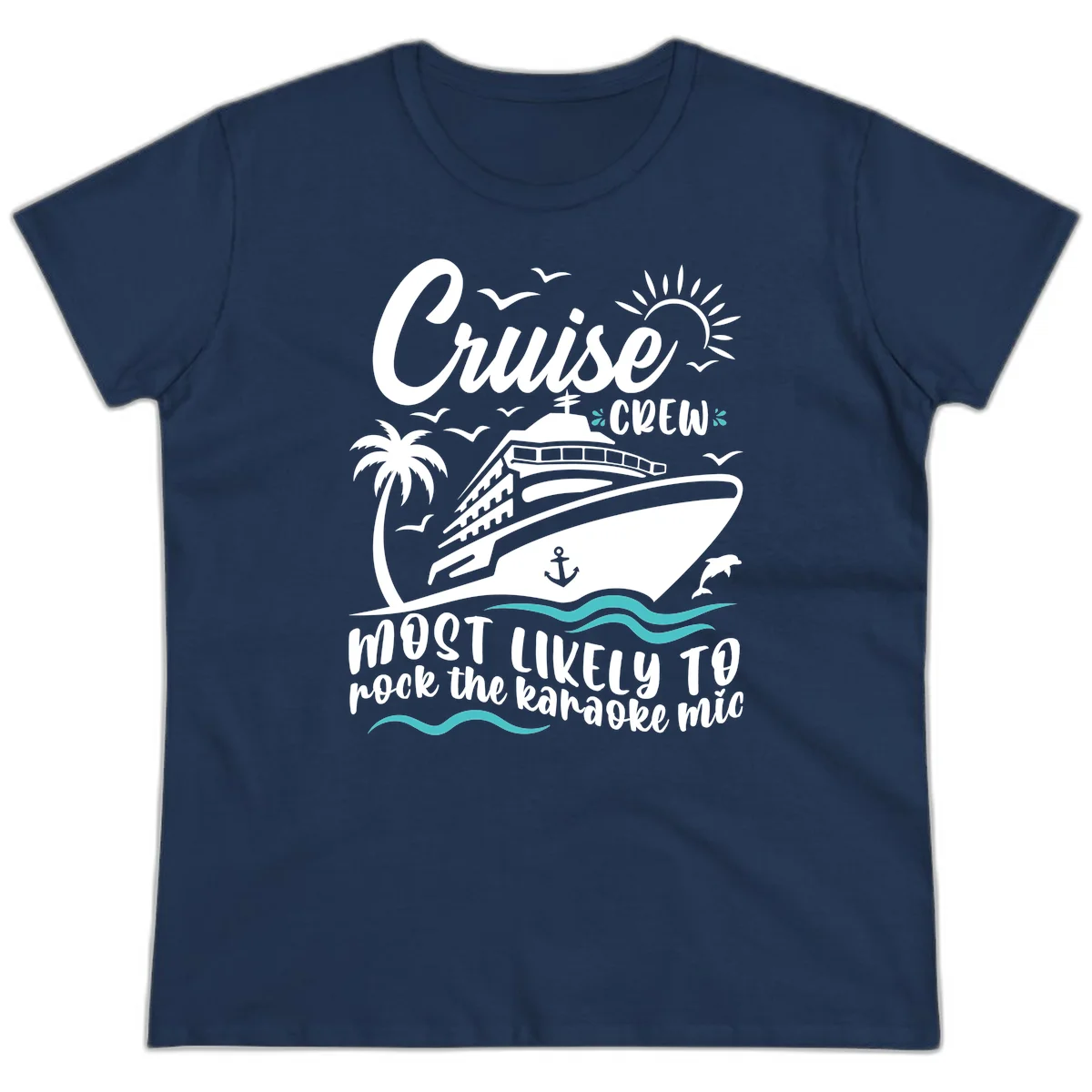 Cruise Crew Karaoke Night Ladies Tee in Navy