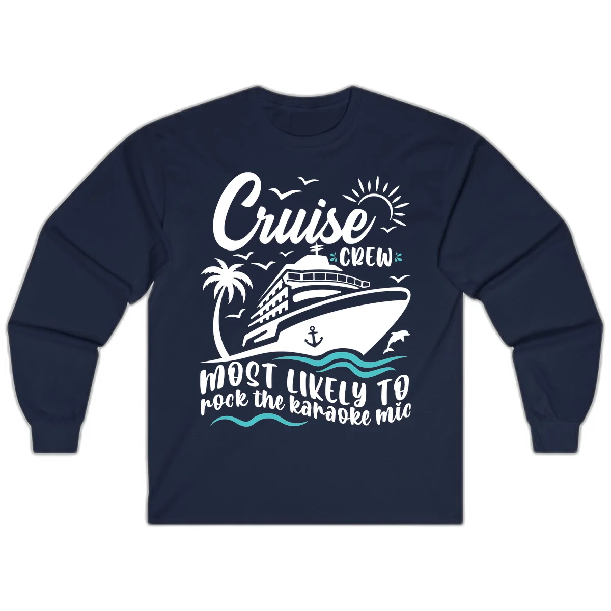 Cruise Crew Karaoke Night Long Sleeve in Navy