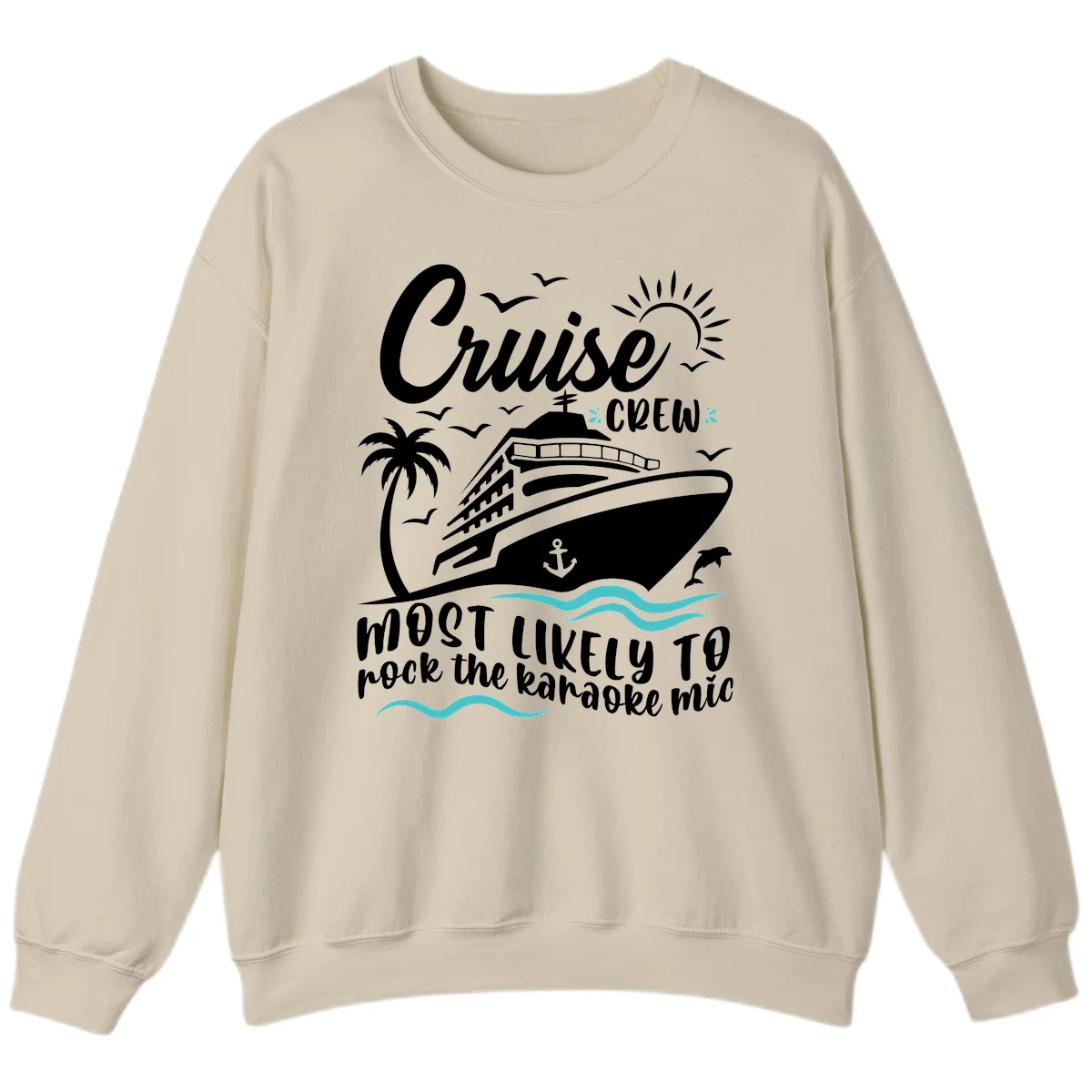 Cruise Crew Karaoke Night Sweatshirt in Sand