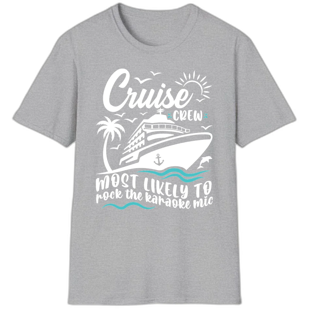 Cruise Crew Karaoke Night T-Shirt in Sport Grey
