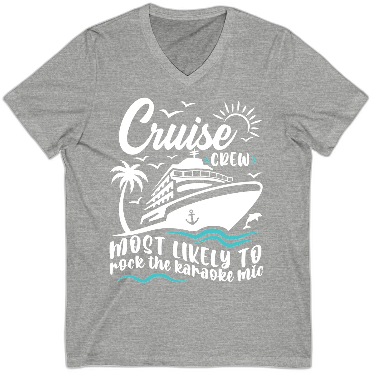 Cruise Crew Karaoke Night V-Neck in Athletic Heather