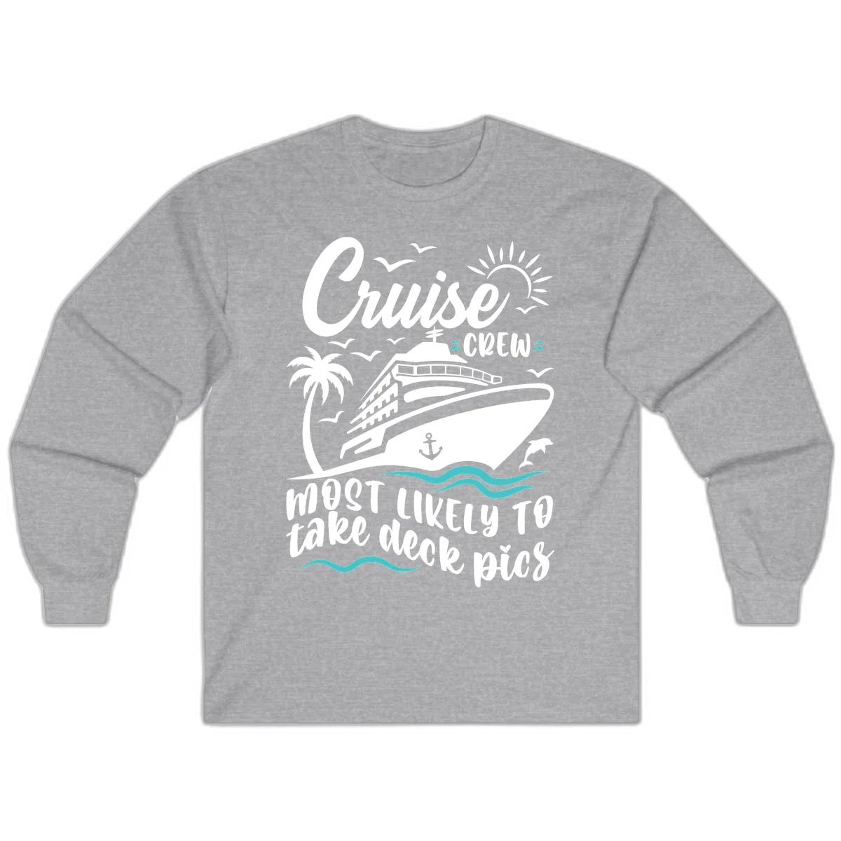 Cruise Crew Most Likely To Take Deck Pics Long Sleeve in Sport Grey