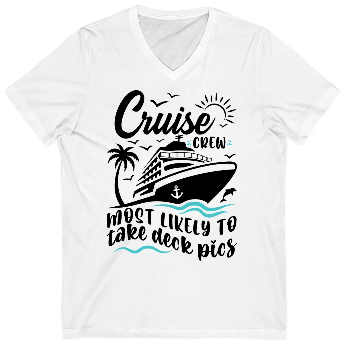 Cruise Crew Most Likely To Take Deck Pics V-Neck in White